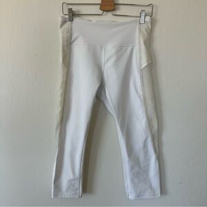 Lululemon Wunder Under HR Crop Flocked White Floral Velvet Mesh Leg Size 10